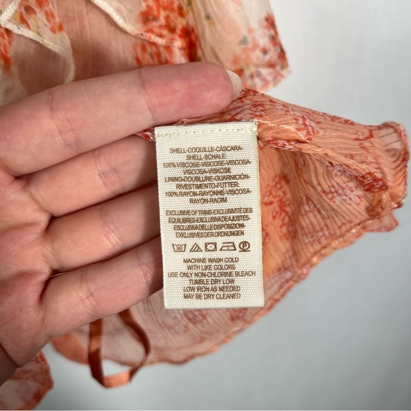 Free People All Things Sheer Coral Floral Tiered Layered Tank Top Cami NWT XS - Picture 6 of 8